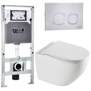 Комплект унитаза с инсталляцией WeltWasser Amberg 506 ST +Merzbach 043 XL GL-WT +Amberg RD-MT CR 10000013783 белый глянцевый