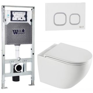 Комплект унитаза с инсталляцией WeltWasser Amberg 506 ST +Merzbach 043 XL GL-WT +Amberg RD-WT 10000013784 белый глянцевый