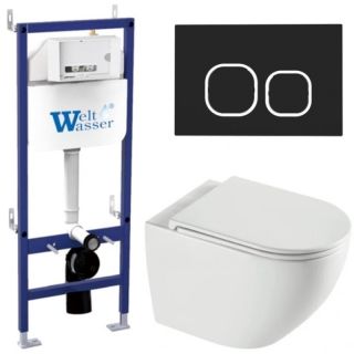 Комплект унитаза с инсталляцией WeltWasser Bamberg 460 +Merzbach 043 XL GL-WT +Bamberg BL 10000013786 белый глянцевый