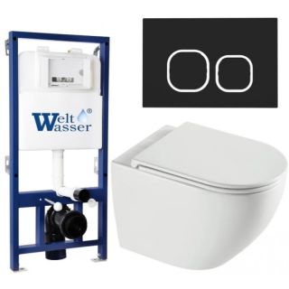 Комплект унитаза с инсталляцией WeltWasser Bamberg 525 +Merzbach 043 XL GL-WT +Bamberg BL 10000013790 белый глянцевый