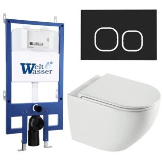Комплект унитаза с инсталляцией WeltWasser Bamberg 545 +Merzbach 043 XL GL-WT +Bamberg BL 10000013794 белый глянцевый