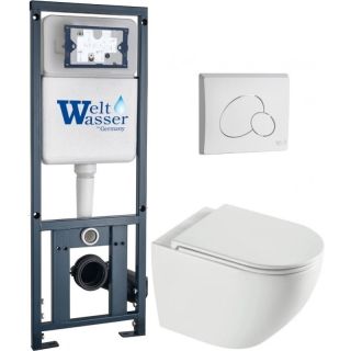 Комплект унитаза с инсталляцией WeltWasser Marberg 410 +Merzbach 043 XL GL-WT +MAR 410 RD GL-WT 10000013798 белый глянцевый