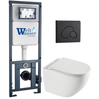 Комплект унитаза с инсталляцией WeltWasser Marberg 410 +Merzbach 043 XL GL-WT +MAR 410 RD MT-BL 10000013799 белый глянцевый