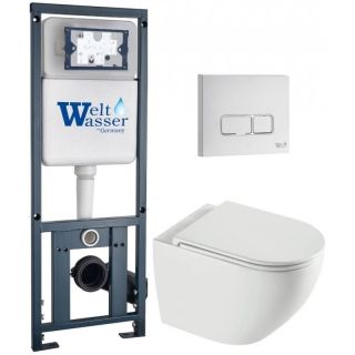 Комплект унитаза с инсталляцией WeltWasser Marberg 410 +Merzbach 043 XL GL-WT +MAR 410 SE GL-WT 10000013801 белый глянцевый