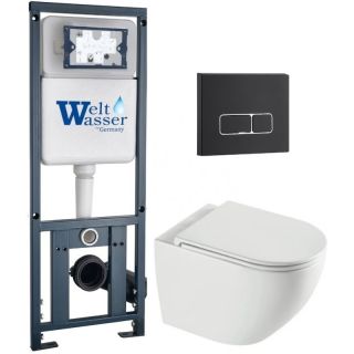Комплект унитаза с инсталляцией WeltWasser Marberg 410 +Merzbach 043 XL GL-WT +MAR 410 SE MT-BL 10000013802 белый глянцевый