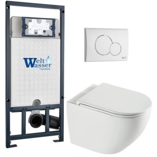 Комплект унитаза с инсталляцией WeltWasser Marberg 507 +Merzbach 043 XL GL-WT +MAR 507 RD GL-WT 10000013805 белый глянцевый