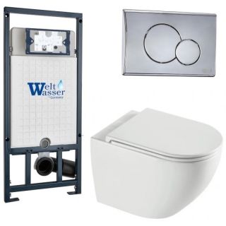 Комплект унитаза с инсталляцией WeltWasser Marberg 507 +Merzbach 043 XL GL-WT +MAR 507 RD-CR 10000013807 белый глянцевый