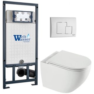 Комплект унитаза с инсталляцией WeltWasser Marberg 507 +Merzbach 043 XL GL-WT +MAR 507 SE GL-WT 10000013808 белый глянцевый
