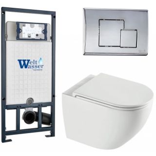 Комплект унитаза с инсталляцией WeltWasser Marberg 507 +Merzbach 043 XL GL-WT +MAR 507 SE-CR 10000013810 белый глянцевый
