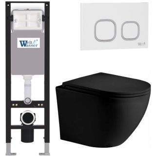 Комплект унитаза с инсталляцией WeltWasser Amberg 350 +Merzbach 043 XL MT-BL +Amberg RD-WT 10000014100 черный матовый
