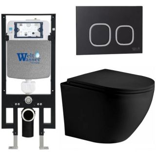 Комплект унитаза с инсталляцией WeltWasser Amberg 497 +Merzbach 043 XL MT-BL +Amberg RD-BL 10000014107 черный матовый