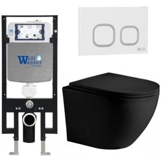 Комплект унитаза с инсталляцией WeltWasser Amberg 497 +Merzbach 043 XL MT-BL +Amberg RD-WT 10000014110 черный матовый