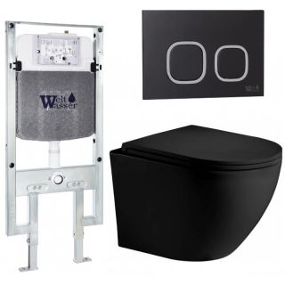 Комплект унитаза с инсталляцией WeltWasser Amberg 497 ST +Merzbach 043 XL MT-BL +Amberg RD-BL 10000014112 черный матовый