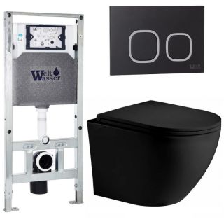 Комплект унитаза с инсталляцией WeltWasser Amberg 506 ST +Merzbach 043 XL MT-BL +Amberg RD-BL 10000014122 черный матовый