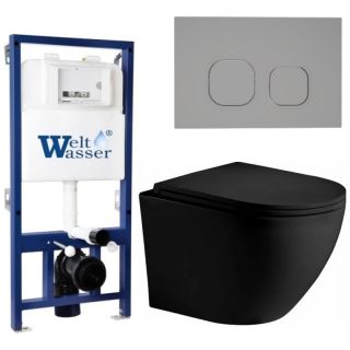 Комплект унитаза с инсталляцией WeltWasser Bamberg 525 +Merzbach 043 XL MT-BL +Bamberg CR 10000014134 черный матовый