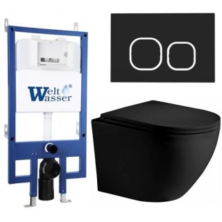 Комплект унитаза с инсталляцией WeltWasser Bamberg 545 +Merzbach 043 XL MT-BL +Bamberg BL 10000014136 черный матовый