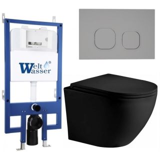 Комплект унитаза с инсталляцией WeltWasser Bamberg 545 +Merzbach 043 XL MT-BL +Bamberg CR 10000014137 черный матовый