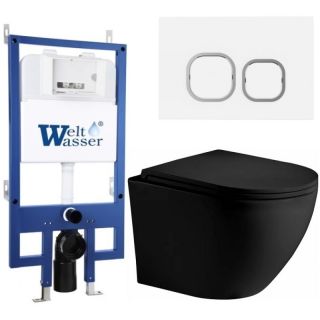 Комплект унитаза с инсталляцией WeltWasser Bamberg 545 +Merzbach 043 XL MT-BL +Bamberg WT 10000014138 черный матовый