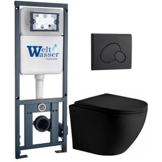 Комплект унитаза с инсталляцией WeltWasser Marberg 410 +Merzbach 043 XL MT-BL +MAR 410 RD MT-BL 10000014142 черный матовый