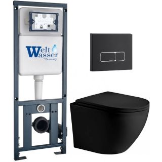 Комплект унитаза с инсталляцией WeltWasser Marberg 410 +Merzbach 043 XL MT-BL +MAR 410 SE MT-BL 10000014145 черный матовый