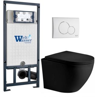 Комплект унитаза с инсталляцией WeltWasser Marberg 507 +Merzbach 043 XL MT-BL +MAR 507 RD GL-WT 10000014147 черный матовый
