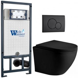 Комплект унитаза с инсталляцией WeltWasser Marberg 507 +Merzbach 043 XL MT-BL +MAR 507 RD MT-BL 10000014149 черный матовый