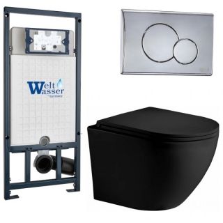 Комплект унитаза с инсталляцией WeltWasser Marberg 507 +Merzbach 043 XL MT-BL +MAR 507 RD-CR 10000014150 черный матовый