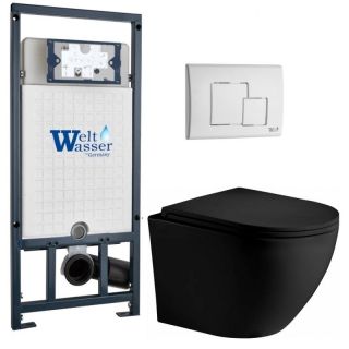 Комплект унитаза с инсталляцией WeltWasser Marberg 507 +Merzbach 043 XL MT-BL +MAR 507 SE GL-WT 10000014151 черный матовый