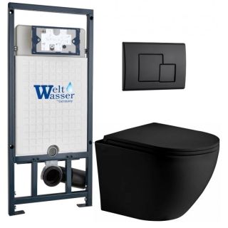 Комплект унитаза с инсталляцией WeltWasser Marberg 507 +Merzbach 043 XL MT-BL +MAR 507 SE MT-BL 10000014152 черный матовый