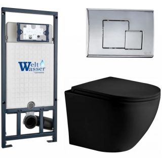 Комплект унитаза с инсталляцией WeltWasser Marberg 507 +Merzbach 043 XL MT-BL +MAR 507 SE-CR 10000014153 черный матовый