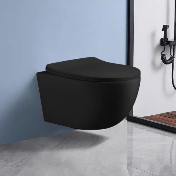 Подвесной унитаз Cerutti ORLTER Aria MBF CT10017 безободковый чёрный матовый