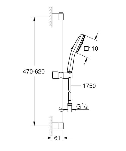 Душевой гарнитур Grohe Tempesta Cube 26748003 Хром