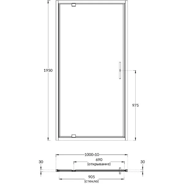 Душевая дверь Kerama Marazzi Vetro VE.100.PD.CR 100 см стекло прозрачное профиль хром