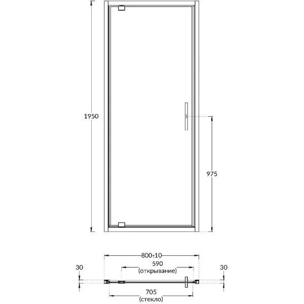 Душевая дверь Kerama Marazzi Vetro VE.80.PD.CR 80 см стекло прозрачное профиль хром