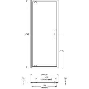 Душевая дверь Kerama Marazzi Vetro VE.80.PD.BLK.M 80 см стекло прозрачное профиль чёрнрый матовый