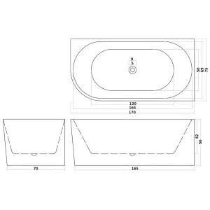Ванна акриловая Ceruttispa Ami R CT10091 170x75 см белый