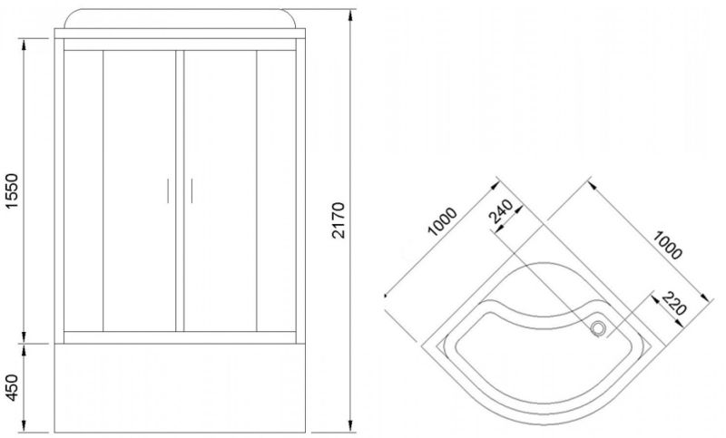 Душевая кабина Royal Bath BK стекло матовое 100x100см RB100BK4-MM