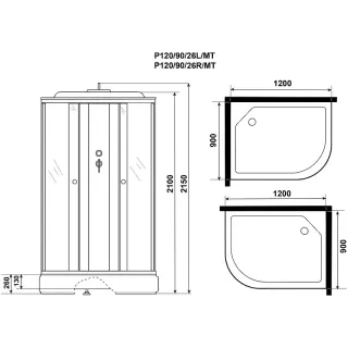 Душевая кабина Niagara Promo P120/90/26L/MT 120x90 см профиль белый стекло матовое