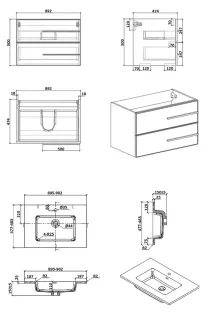 Подвесная тумба с раковиной Parly Spa Bella90 белый глянцевый