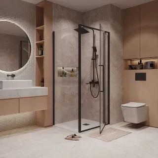 Душевой уголок Niagara Nova NG-85-8AB-A90B-34 90x80 см профиль чёрный матовый стекло прозрачное