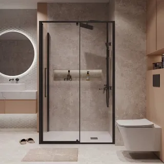 Душевой уголок Niagara Nova NG-85-11AB-A90B-34 110x90 см профиль чёрный матовый стекло прозрачное