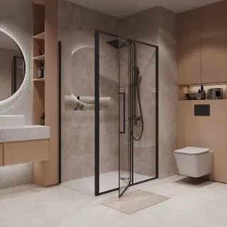 Душевой уголок Niagara Nova NG-85-11AB-A90B-34 110x90 см профиль чёрный матовый стекло прозрачное