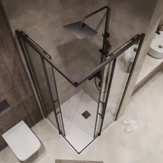 Душевой уголок Niagara Nova NG-6828-34BLACK 80x80 см профиль чёрный матовый стекло прозрачное