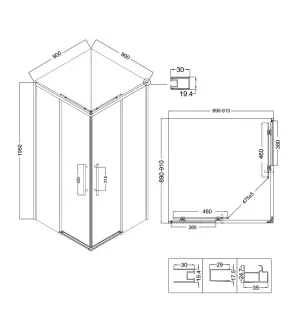 Душевой уголок Niagara Nova NG-6829-34BLACK 90x90 см профиль чёрный матовый стекло прозрачное