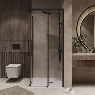 Душевой уголок Niagara Nova NG-6829-34BLACK 90x90 см профиль чёрный матовый стекло прозрачное