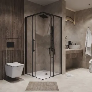 Душевой уголок Niagara Nova NG-6829-34BLACK 90x90 см профиль чёрный матовый стекло прозрачное
