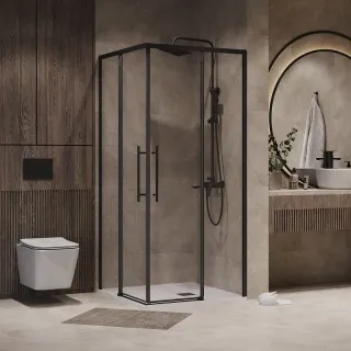 Душевой уголок Niagara Nova NG-6829-34BLACK 90x90 см профиль чёрный матовый стекло прозрачное