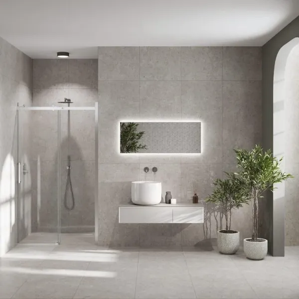 Зеркало с подсветкой Kerama Marazzi Vetrata R VE.S.mi.117\WHT 45 см сенсор со сменой цвета подсветки и антизапотевание белый