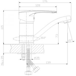Смеситель для раковины Rossinka T40-22 Хром