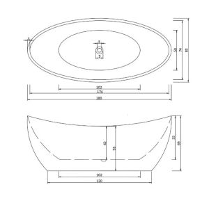 Ванна акриловая Ceruttispa Nemi CT10201 180x80 см белый